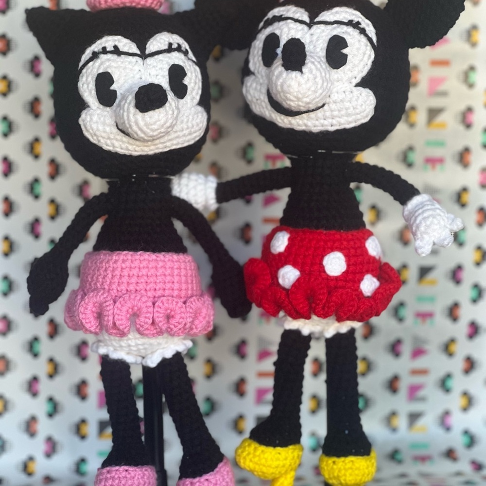 Vintage Mouse/Cat crochet dolls
